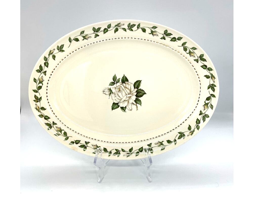 Vintage Superior Hall Quality Dinnerware China Cameo Rose Platter 13.5"